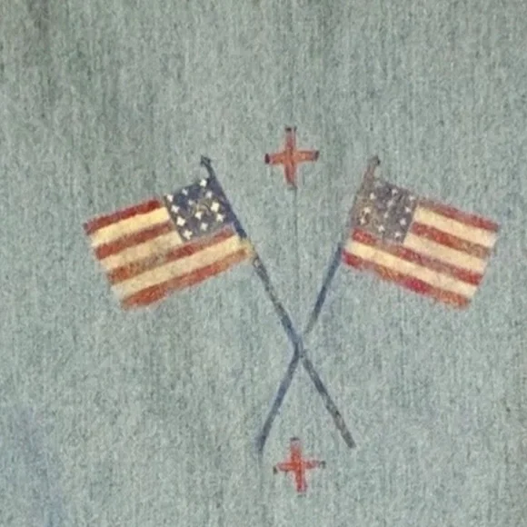 Patricia Wolf handpainted Americana denim vest indian ponies USA flag RTL $495 M - Picture 2 of 10